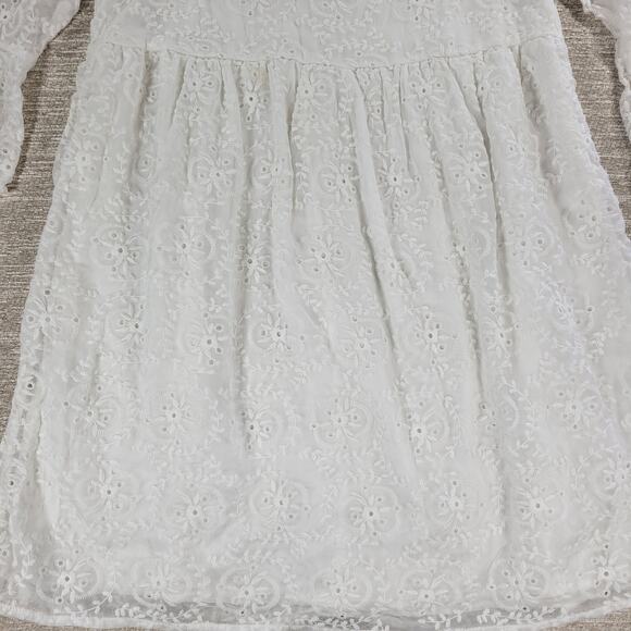 Kate & Sam Eyelet Lace Dress Womens Medium White Embroidered Lined Boho Cottage - Picture 14 of 15